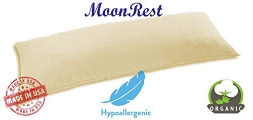 MoonRest - Certified%100 Set of Two Synthetic Natural Fabric Shell, Hypoallergenic Down-Like Fill -Bed Pillow