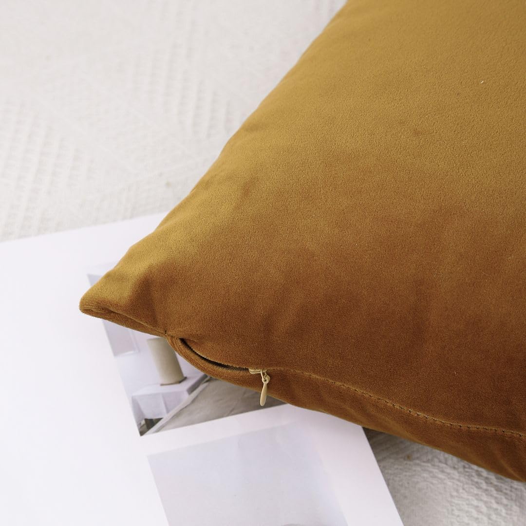 MoonRest - Pack of 2, Velvet Decorative Pillow Cover Set, Cozy Soft with Hidden Zipper Solid Color for Sofa Bedroom Car Couch Throw Pillow