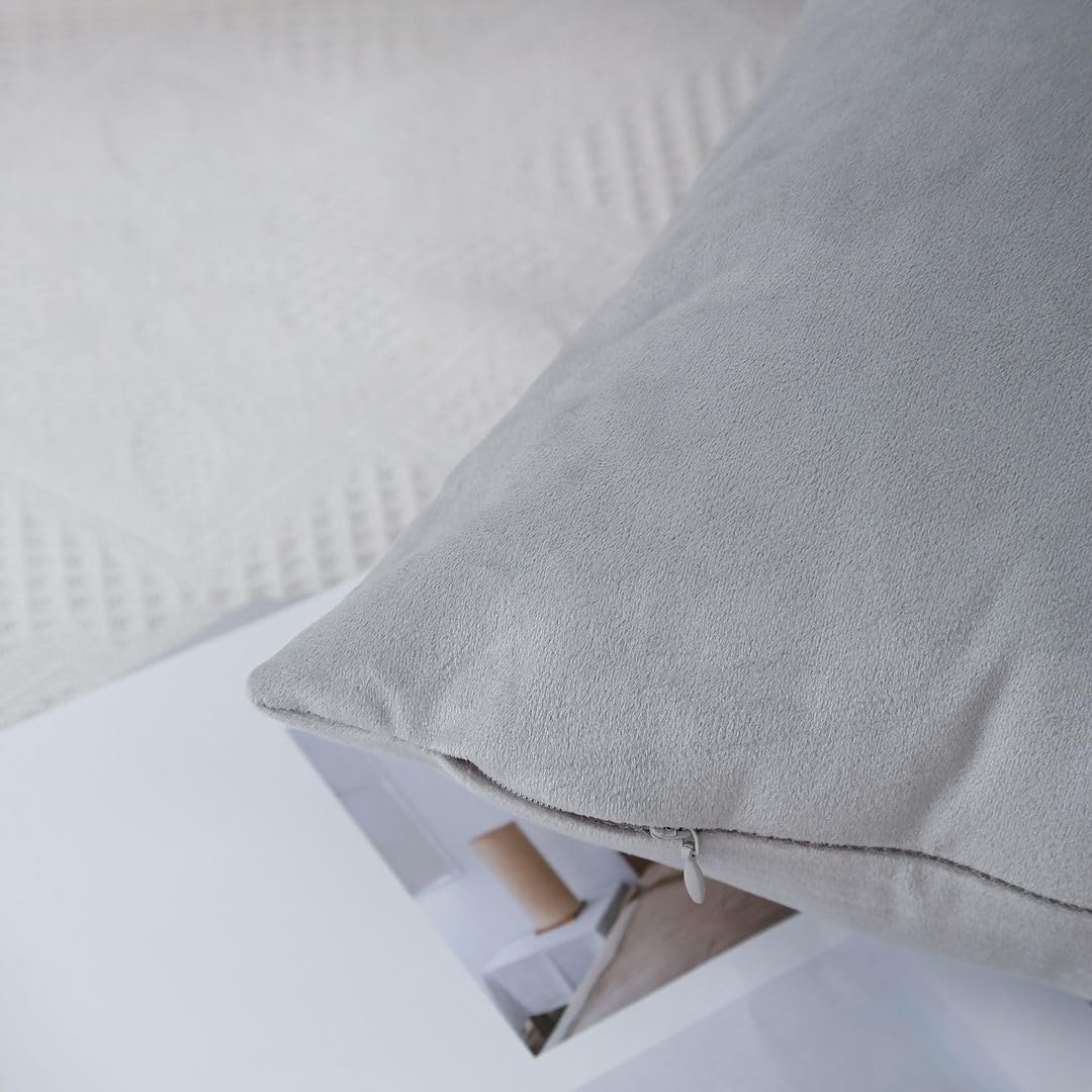 MoonRest - Pack of 2, Velvet Decorative Pillow Cover Set, Cozy Soft with Hidden Zipper Solid Color for Sofa Bedroom Car Couch Throw Pillow