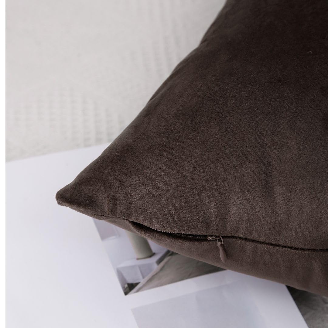 MoonRest - Pack of 2, Velvet Decorative Pillow Cover Set, Cozy Soft with Hidden Zipper Solid Color for Sofa Bedroom Car Couch Throw Pillow