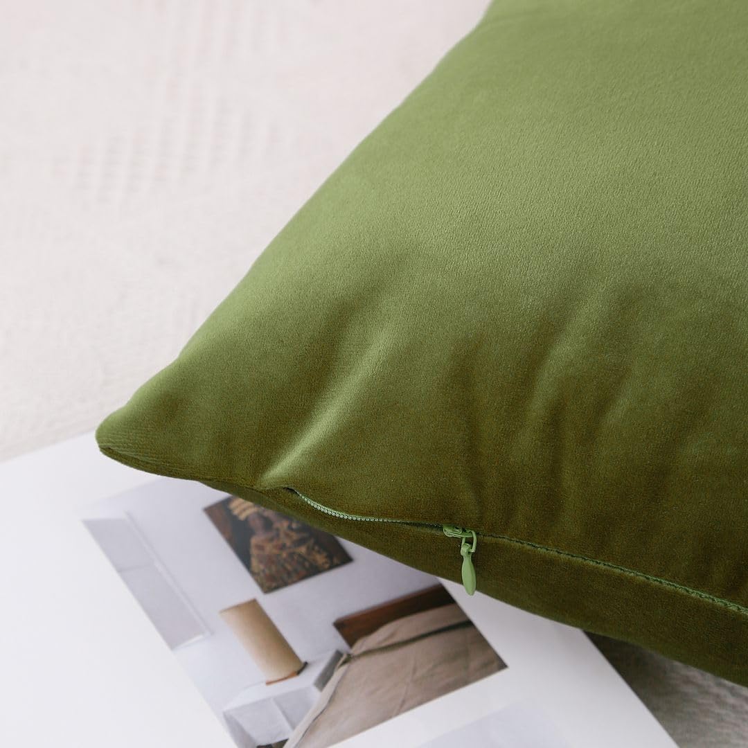 MoonRest - Pack of 2, Velvet Decorative Pillow Cover Set, Cozy Soft with Hidden Zipper Solid Color for Sofa Bedroom Car Couch Throw Pillow