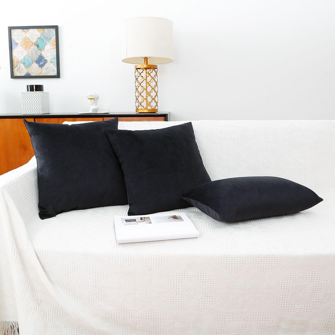 MoonRest - Pack of 2, Velvet Decorative Pillow Cover Set, Cozy Soft with Hidden Zipper Solid Color for Sofa Bedroom Car Couch Throw Pillow