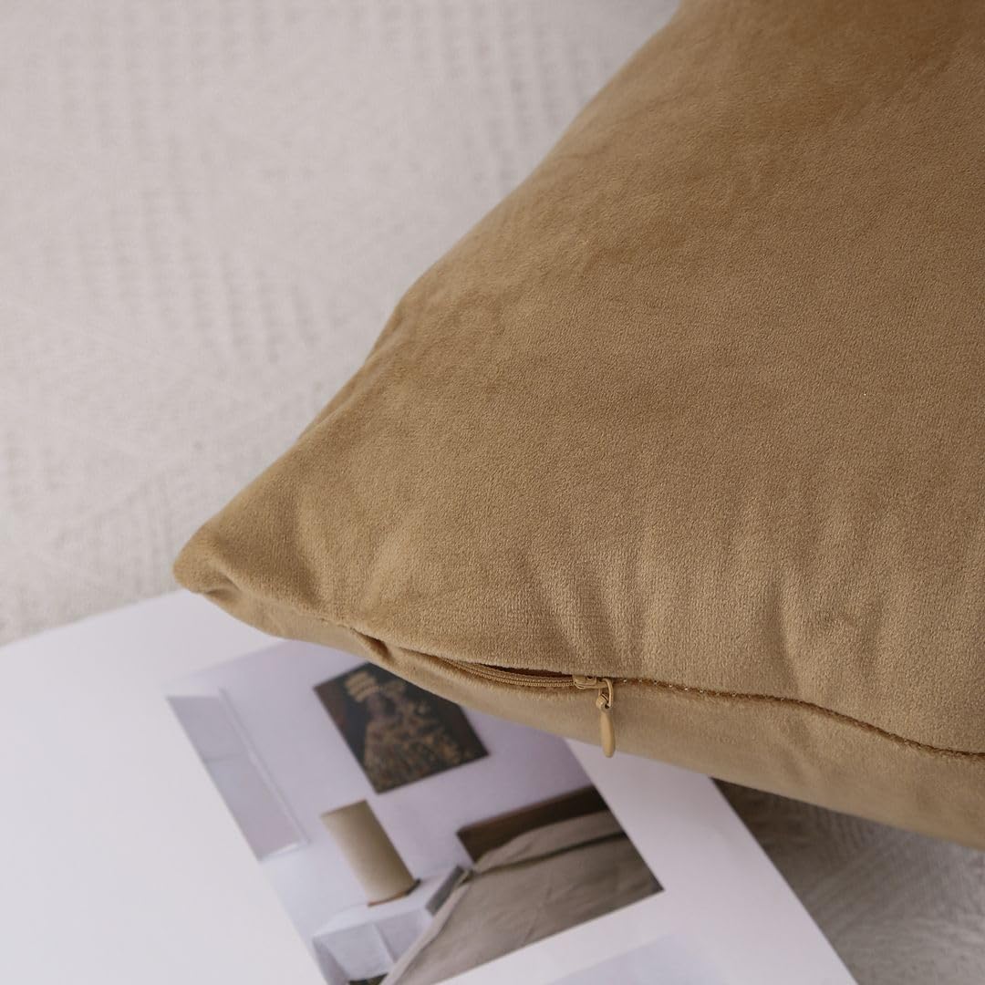 MoonRest - Pack of 2, Velvet Decorative Pillow Cover Set, Cozy Soft with Hidden Zipper Solid Color for Sofa Bedroom Car Couch Throw Pillow