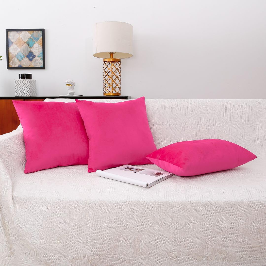 MoonRest - Pack of 2, Velvet Decorative Pillow Cover Set, Cozy Soft with Hidden Zipper Solid Color for Sofa Bedroom Car Couch Throw Pillow