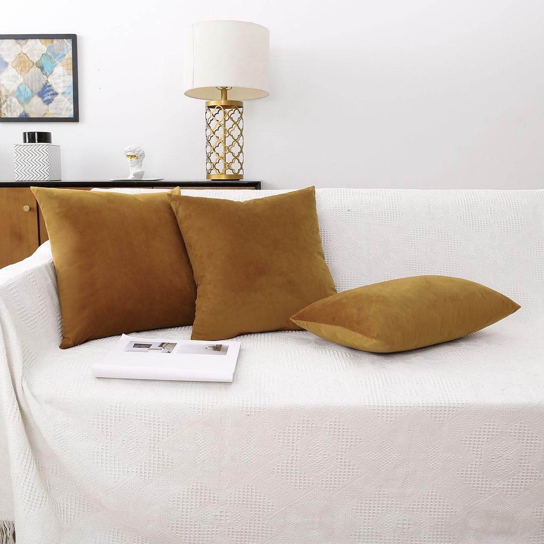 MoonRest - Pack of 2, Velvet Decorative Pillow Cover Set, Cozy Soft with Hidden Zipper Solid Color for Sofa Bedroom Car Couch Throw Pillow