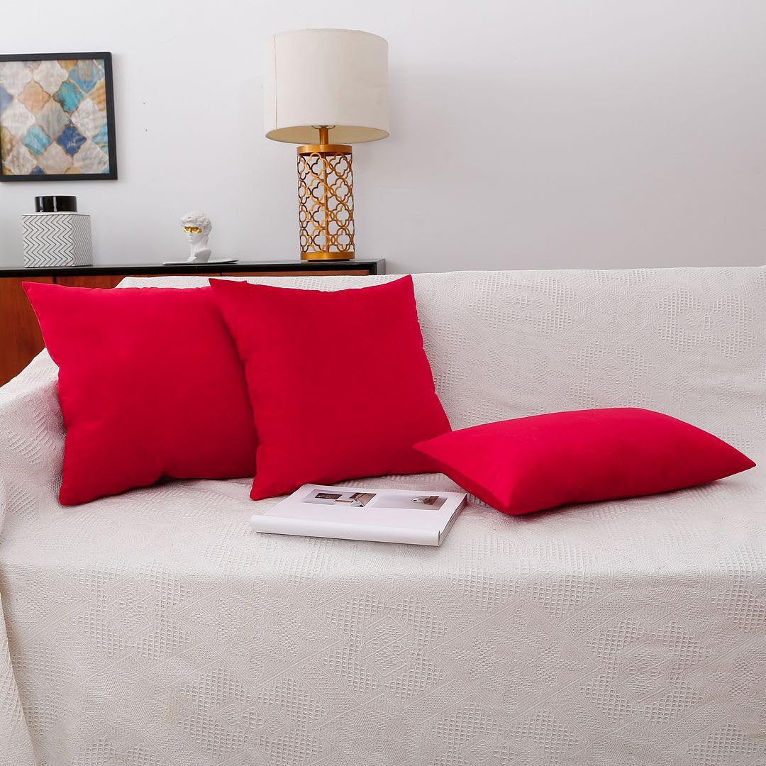 MoonRest - Pack of 2, Velvet Decorative Pillow Cover Set, Cozy Soft with Hidden Zipper Solid Color for Sofa Bedroom Car Couch Throw Pillow