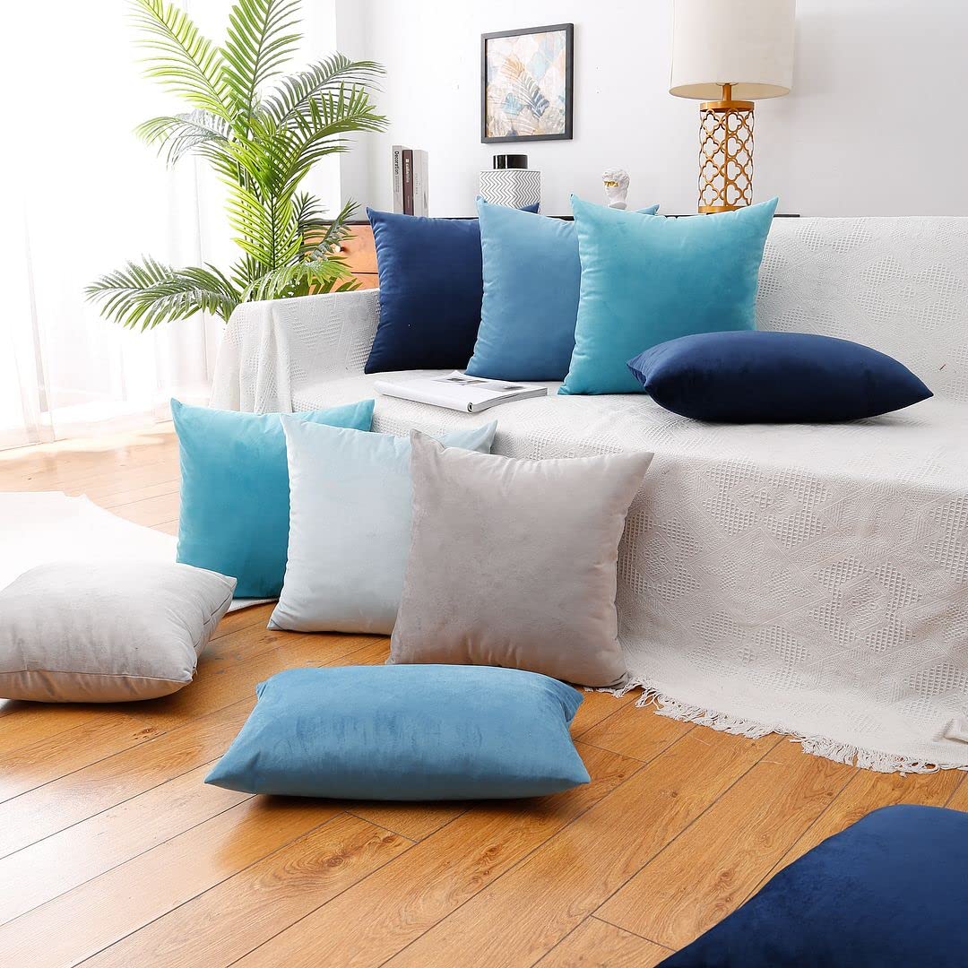 MoonRest - Pack of 2, Velvet Decorative Pillow Cover Set, Cozy Soft with Hidden Zipper Solid Color for Sofa Bedroom Car Couch Throw Pillow