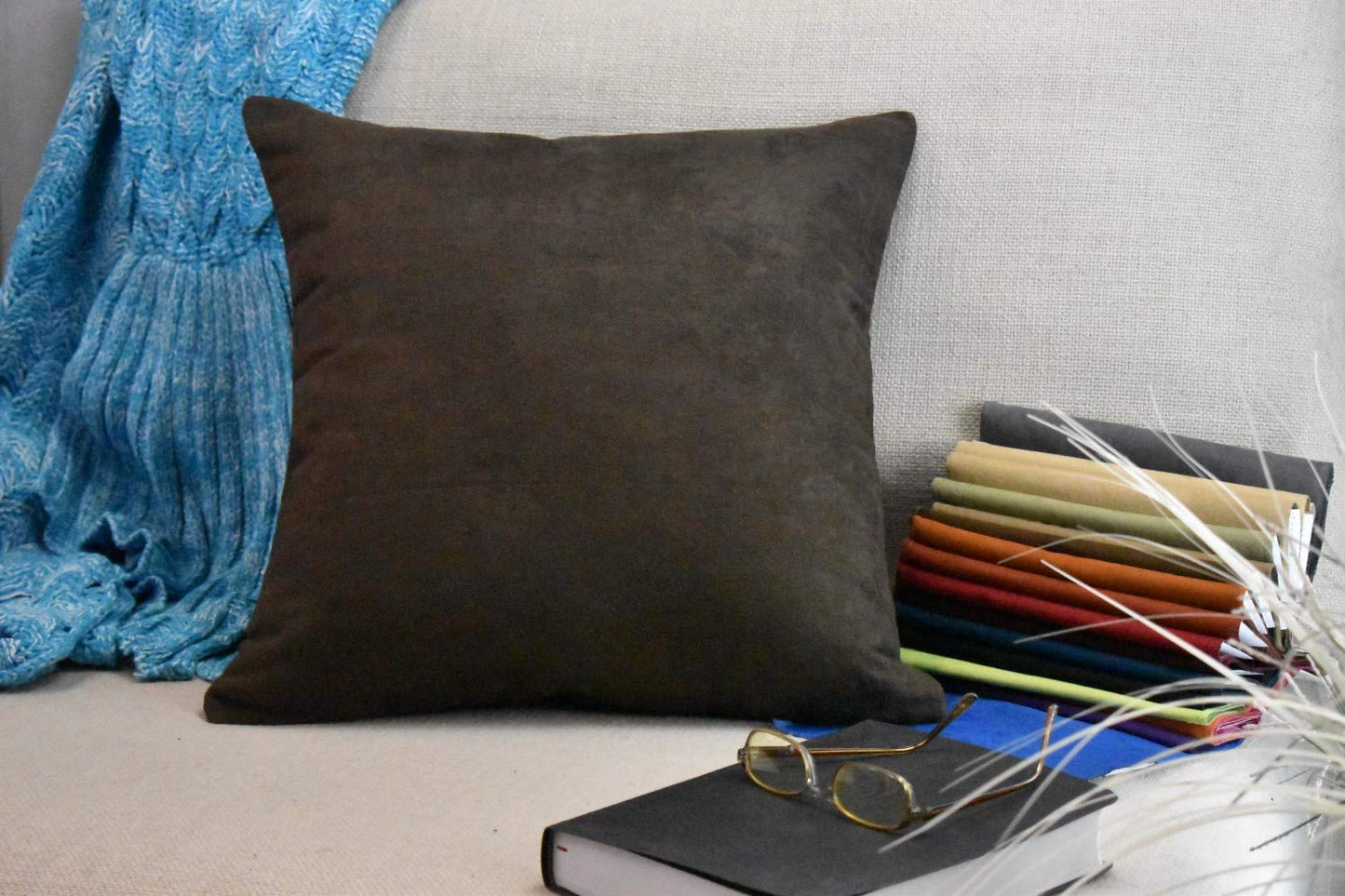 MoonRest - Pack of 2- Faux Suede Decorative Throw Pillow Case Cushion Cover (Set of 2)