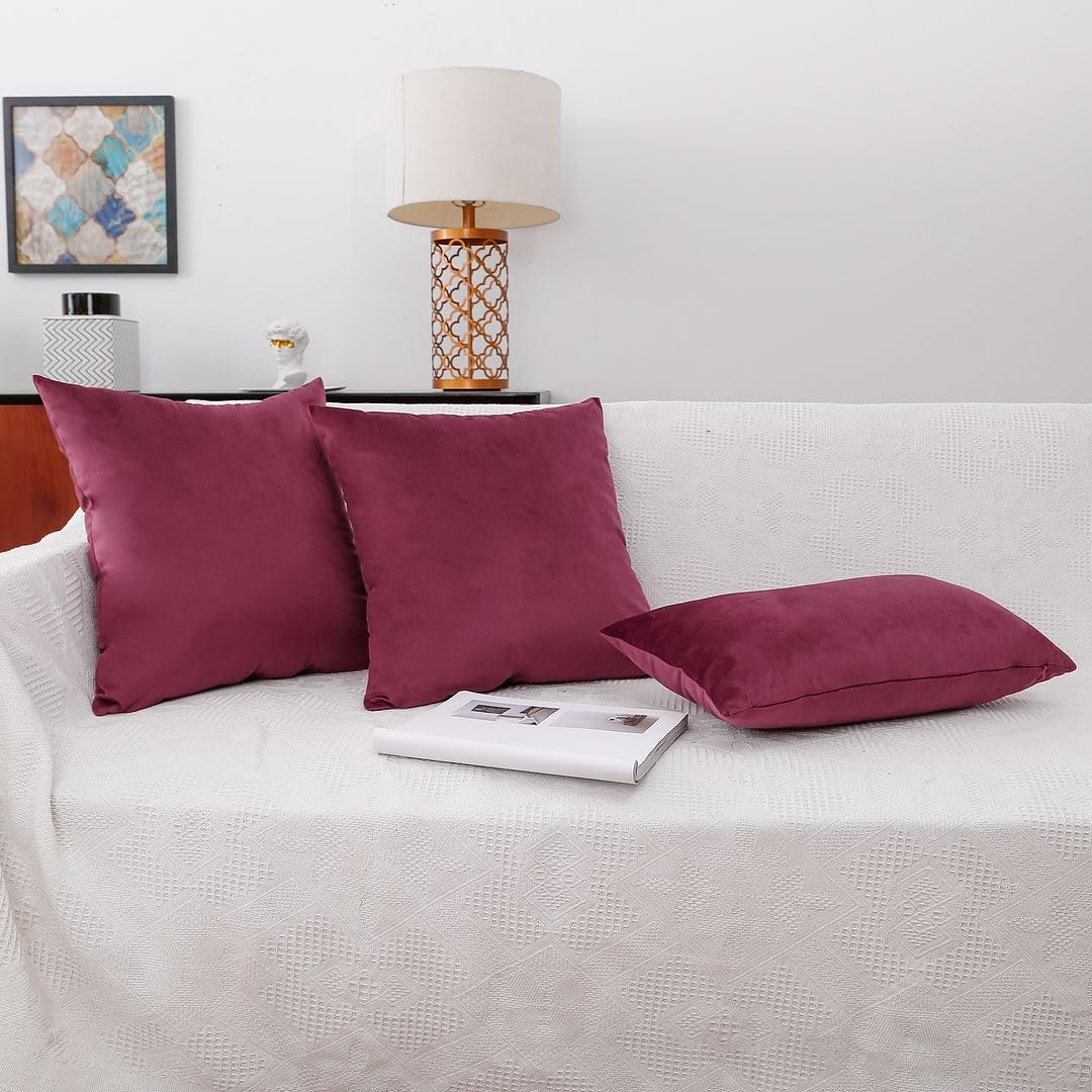 MoonRest - Pack of 2, Velvet Decorative Pillow Cover Set, Cozy Soft with Hidden Zipper Solid Color for Sofa Bedroom Car Couch Throw Pillow