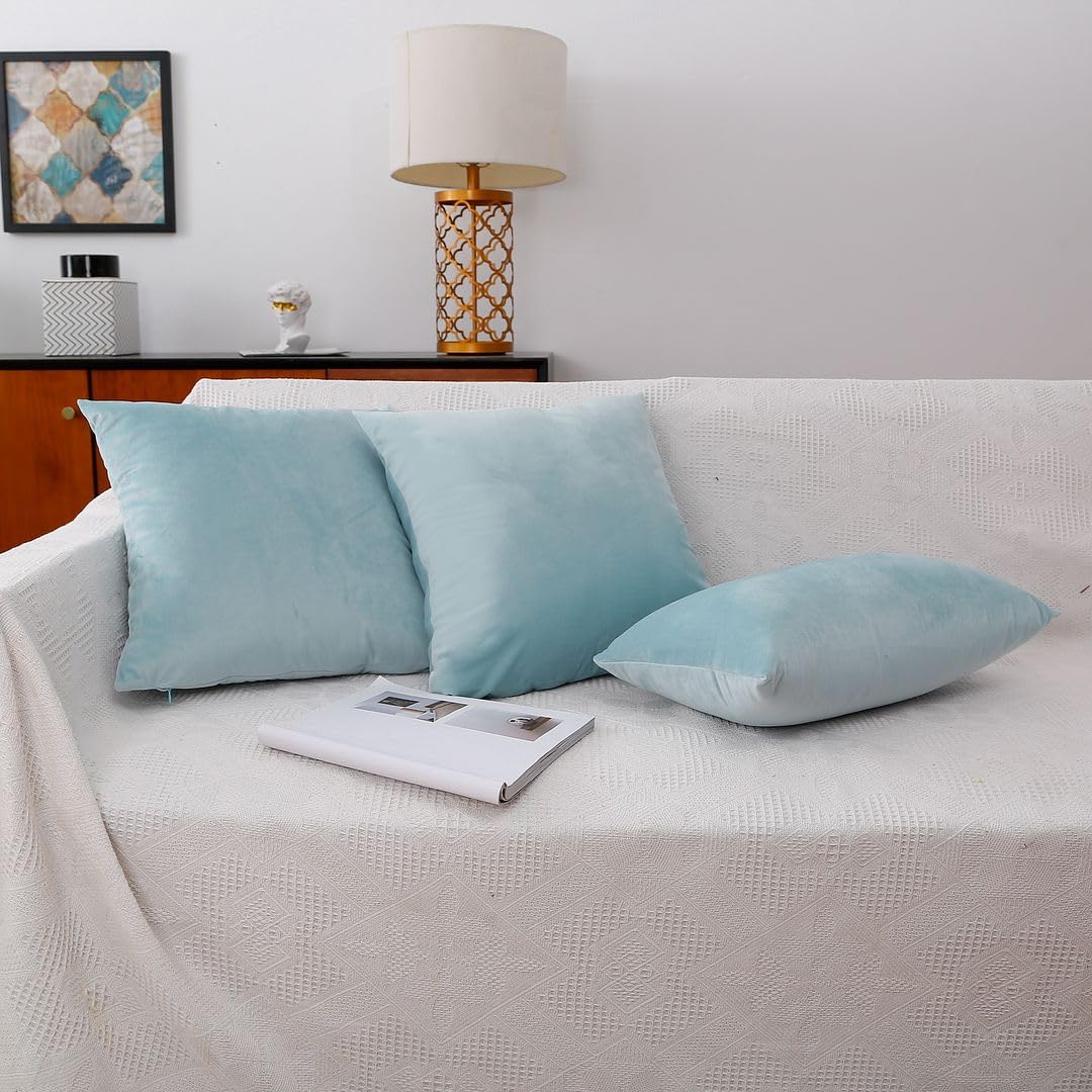 MoonRest - Pack of 2, Velvet Decorative Pillow Cover Set, Cozy Soft with Hidden Zipper Solid Color for Sofa Bedroom Car Couch Throw Pillow