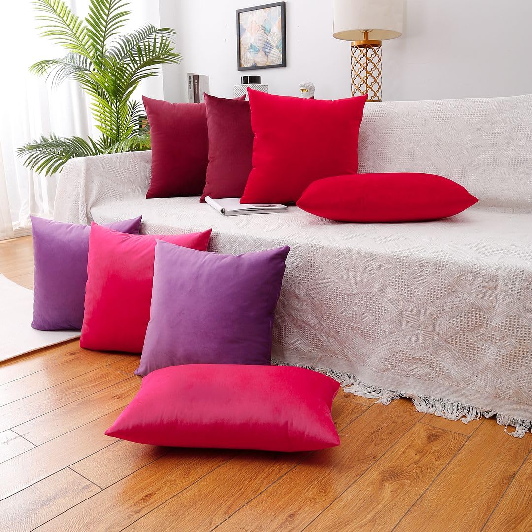MoonRest - Pack of 2, Velvet Decorative Pillow Cover Set, Cozy Soft with Hidden Zipper Solid Color for Sofa Bedroom Car Couch Throw Pillow