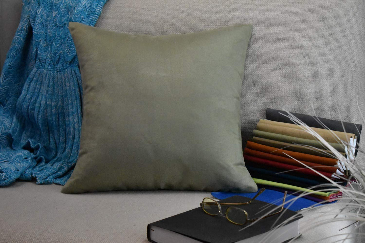 MoonRest - Pack of 2- Faux Suede Decorative Throw Pillow Case Cushion Cover (Set of 2)