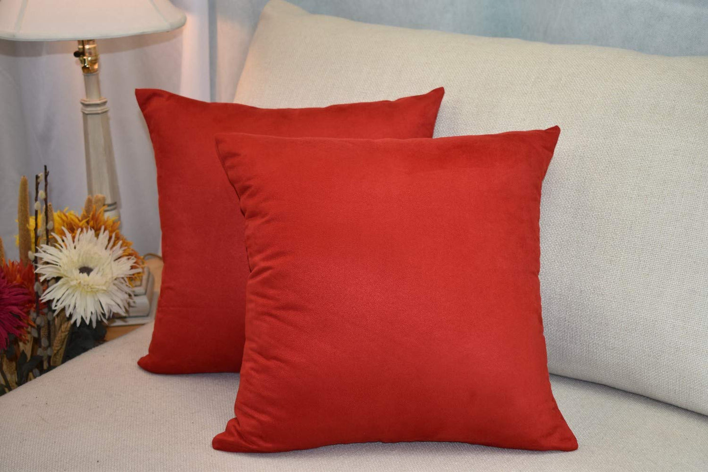 MoonRest - Pack of 2- Faux Suede Decorative Throw Pillow Case Cushion Cover (Set of 2)