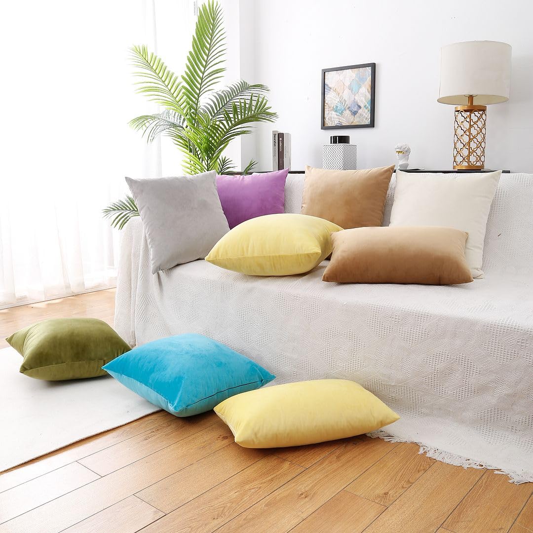 MoonRest - Pack of 2, Velvet Decorative Pillow Cover Set, Cozy Soft with Hidden Zipper Solid Color for Sofa Bedroom Car Couch Throw Pillow