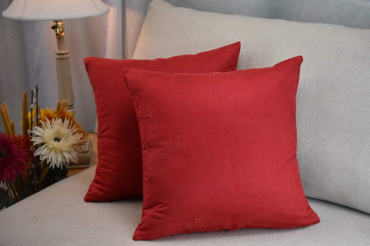 MoonRest - Pack of 2- Faux Suede Decorative Throw Pillow Case Cushion Cover (Set of 2)
