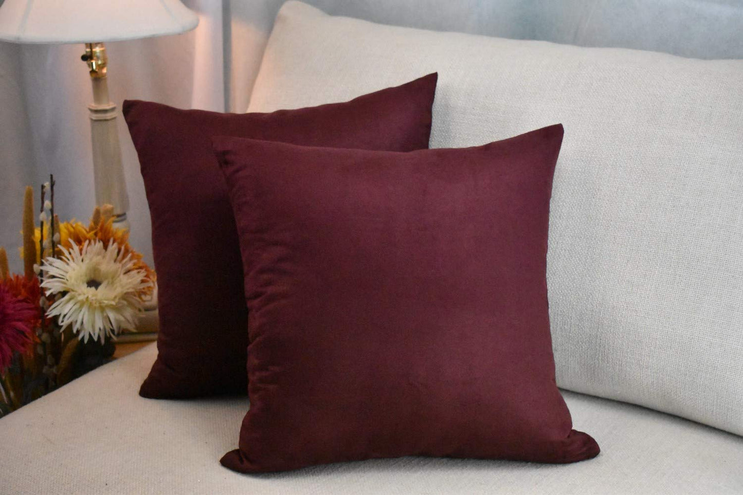 MoonRest - Pack of 2- Faux Suede Decorative Throw Pillow Case Cushion Cover (Set of 2)