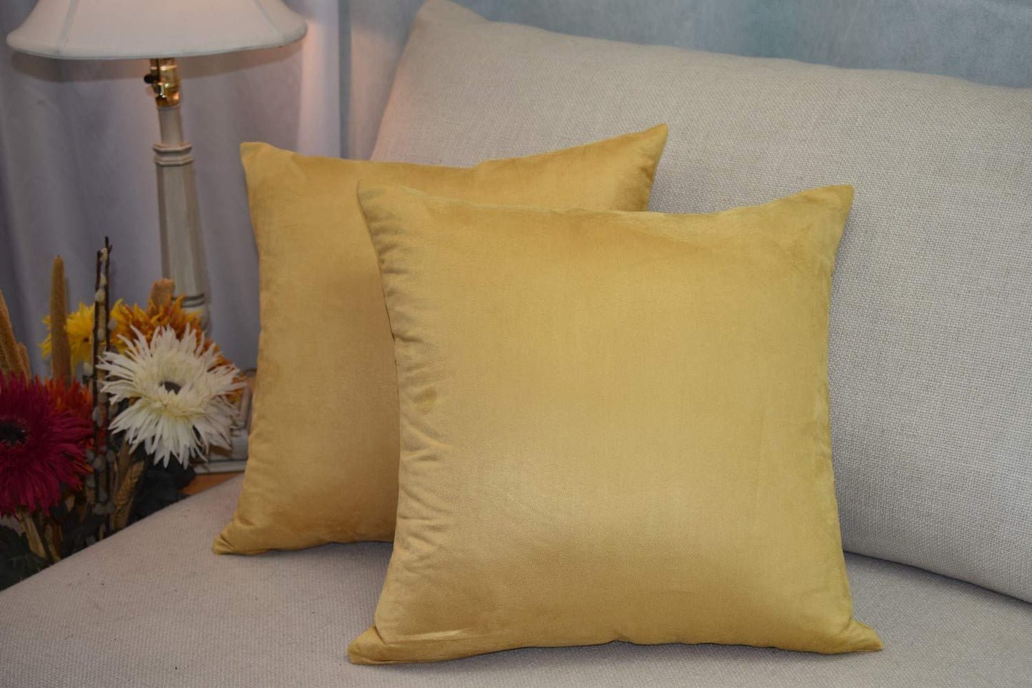 MoonRest - Pack of 2- Faux Suede Decorative Throw Pillow Case Cushion Cover (Set of 2)