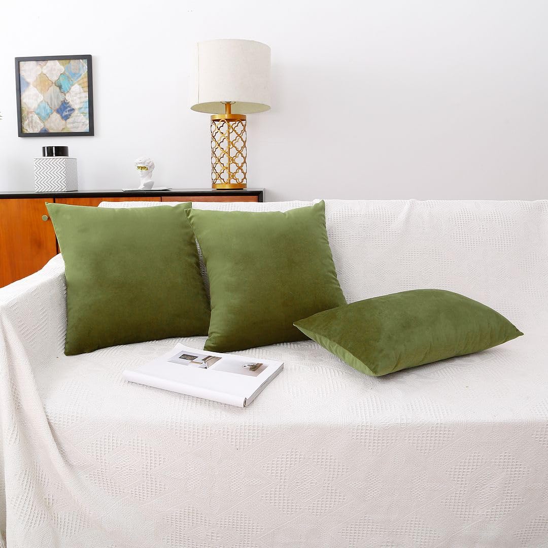 MoonRest - Pack of 2, Velvet Decorative Pillow Cover Set, Cozy Soft with Hidden Zipper Solid Color for Sofa Bedroom Car Couch Throw Pillow