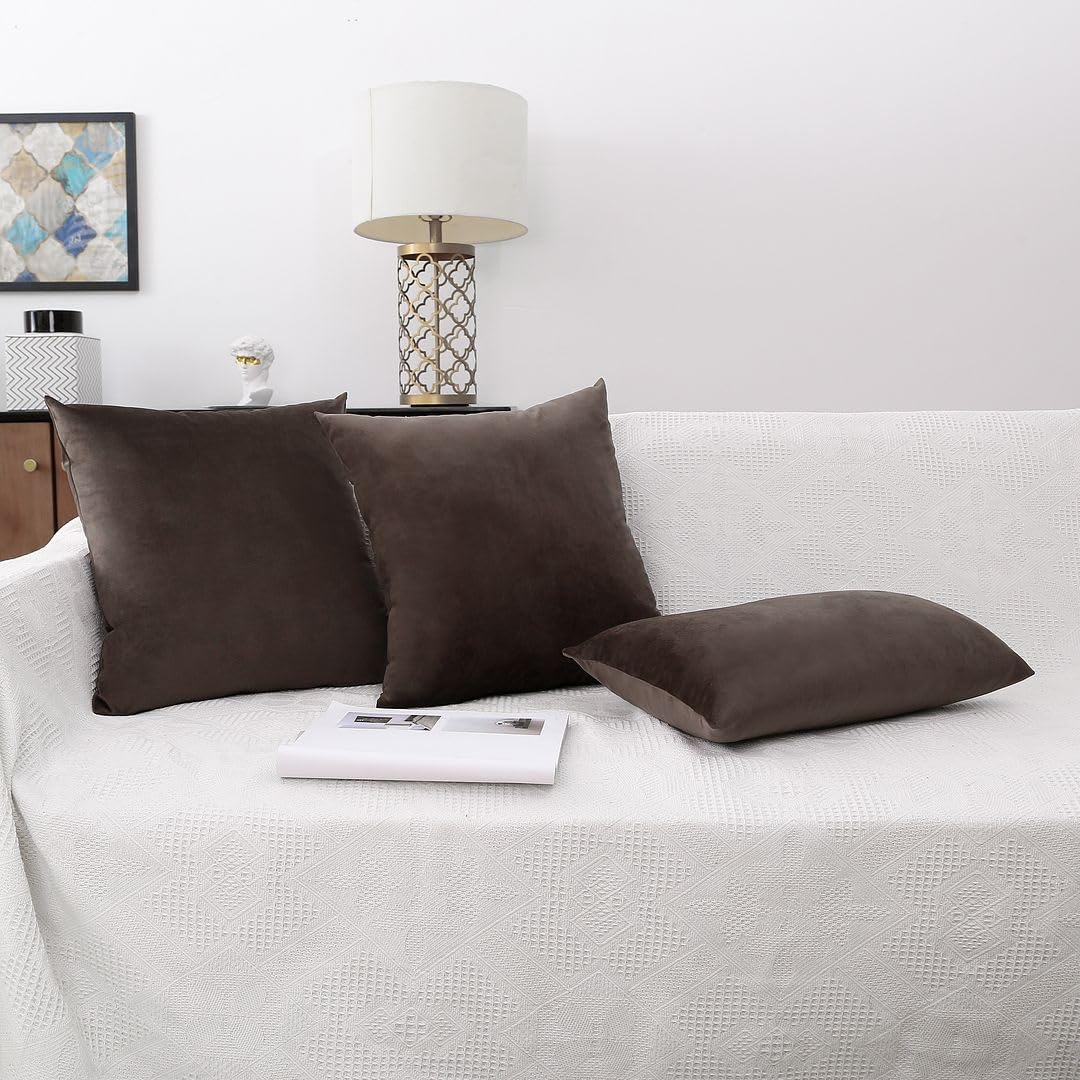 MoonRest - Pack of 2, Velvet Decorative Pillow Cover Set, Cozy Soft with Hidden Zipper Solid Color for Sofa Bedroom Car Couch Throw Pillow