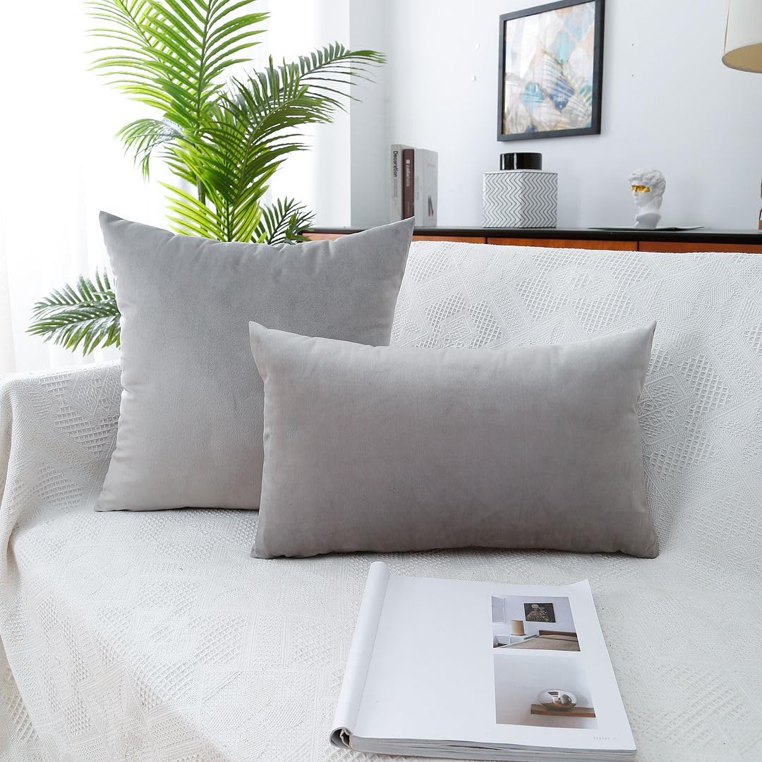 MoonRest - Pack of 2, Velvet Decorative Pillow Cover Set, Cozy Soft with Hidden Zipper Solid Color for Sofa Bedroom Car Couch Throw Pillow