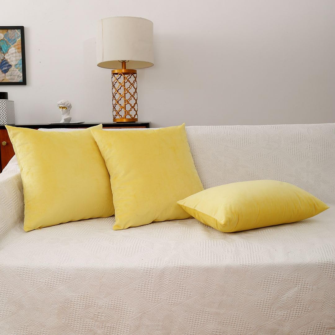 MoonRest - Pack of 2, Velvet Decorative Pillow Cover Set, Cozy Soft with Hidden Zipper Solid Color for Sofa Bedroom Car Couch Throw Pillow