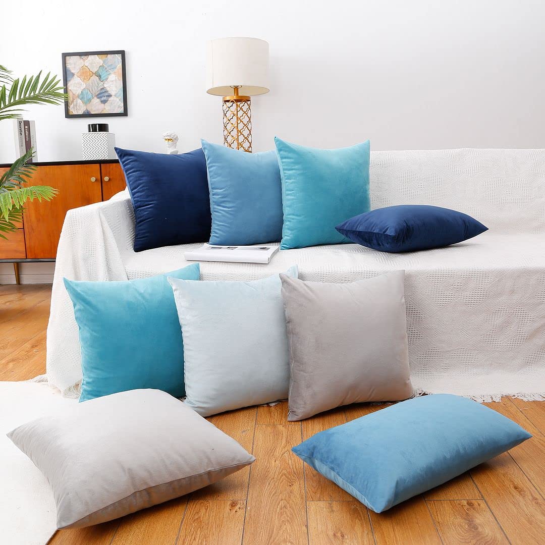 MoonRest - Pack of 2, Velvet Decorative Pillow Cover Set, Cozy Soft with Hidden Zipper Solid Color for Sofa Bedroom Car Couch Throw Pillow