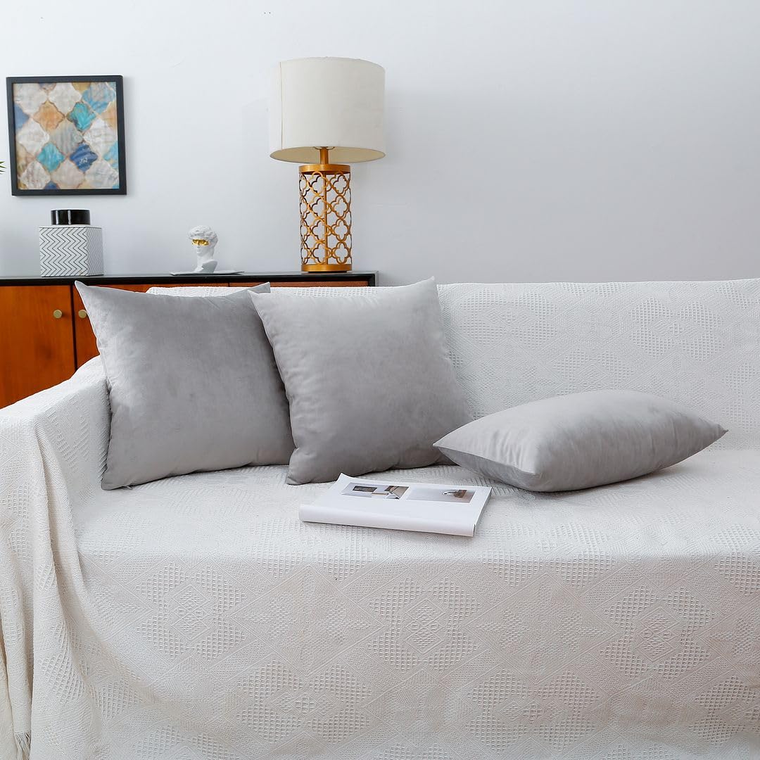 MoonRest - Pack of 2, Velvet Decorative Pillow Cover Set, Cozy Soft with Hidden Zipper Solid Color for Sofa Bedroom Car Couch Throw Pillow