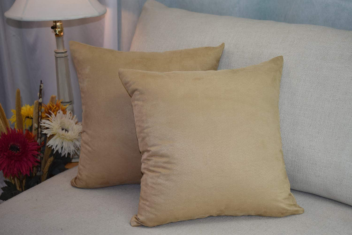 MoonRest - Pack of 2- Faux Suede Decorative Throw Pillow Case Cushion Cover (Set of 2)