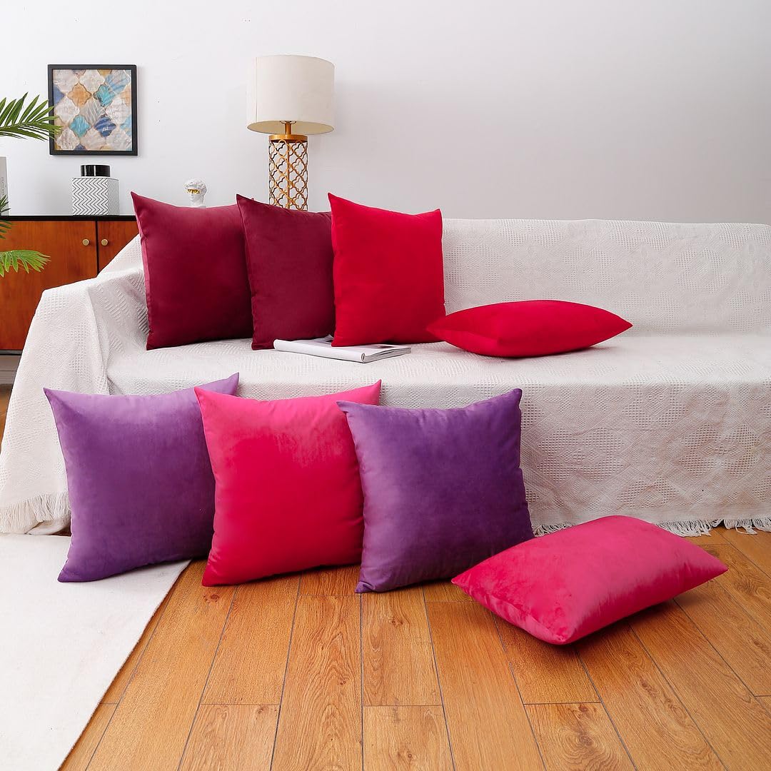 MoonRest - Pack of 2, Velvet Decorative Pillow Cover Set, Cozy Soft with Hidden Zipper Solid Color for Sofa Bedroom Car Couch Throw Pillow
