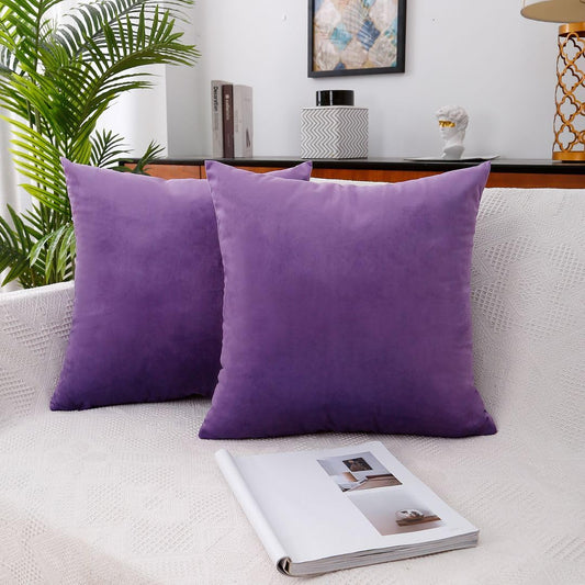 MoonRest - Pack of 2, Velvet Decorative Pillow Cover Set, Cozy Soft with Hidden Zipper Solid Color for Sofa Bedroom Car Couch Throw Pillow
