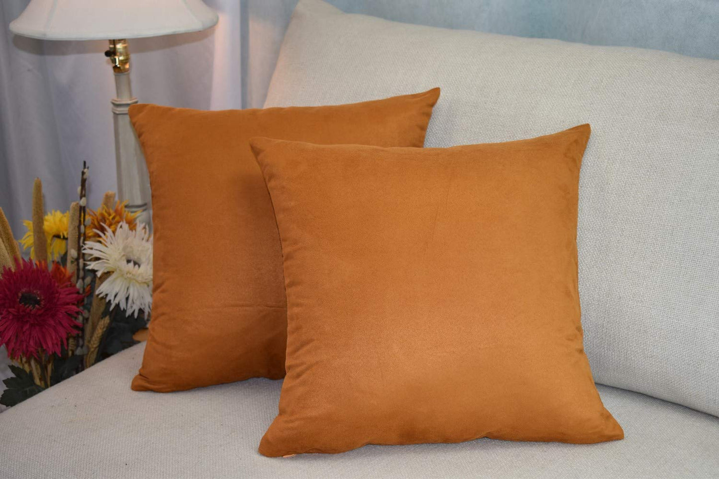 MoonRest - Pack of 2- Faux Suede Decorative Throw Pillow Case Cushion Cover (Set of 2)