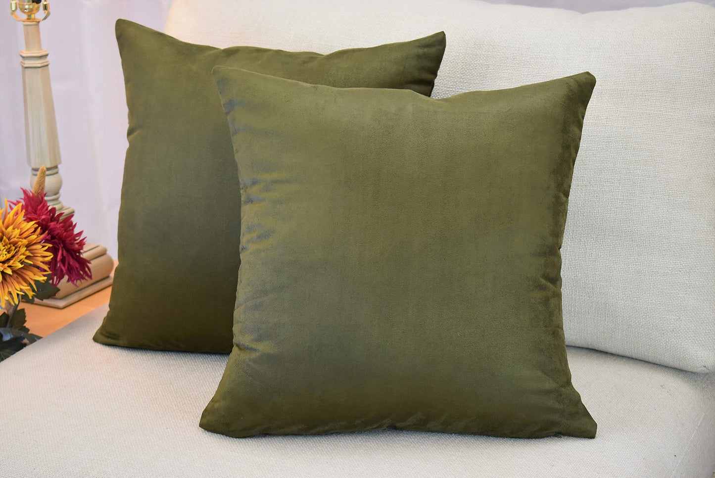 MoonRest - Pack of 2- Faux Suede Decorative Throw Pillow Case Cushion Cover (Set of 2)