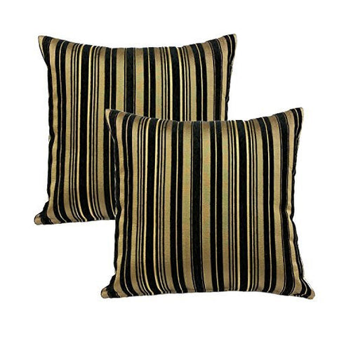 MoonRest - Stripe Decorative Pillow (Set of 2) (18"x18", Cool Black)