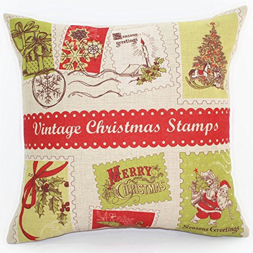 Christmas Cotton Linen Throw Pillow Case Cushion 18 x 18 inch (45x45 cm)