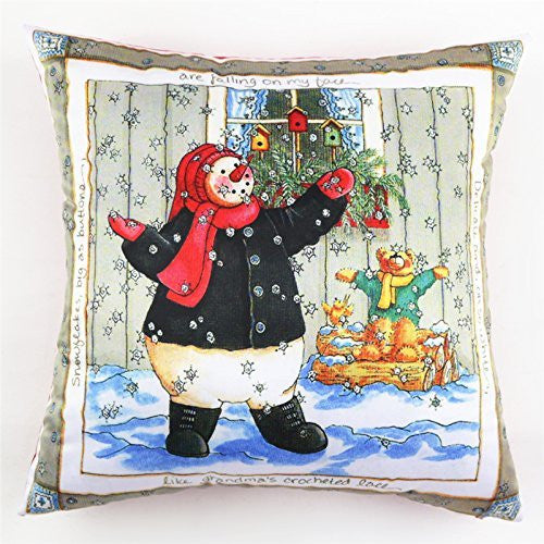 Christmas Cotton Linen Throw Pillow Case Cushion 18 x 18 inch (45x45 cm)