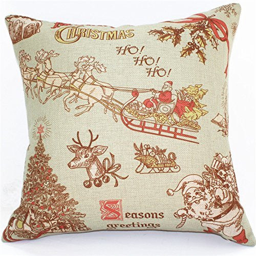 Christmas Cotton Linen Throw Pillow Case Cushion 18 x 18 inch (45x45 cm)