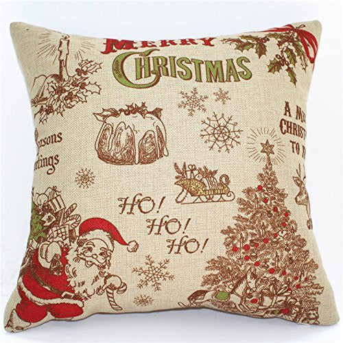 Christmas Cotton Linen Throw Pillow Case Cushion 18 x 18 inch (45x45 cm)